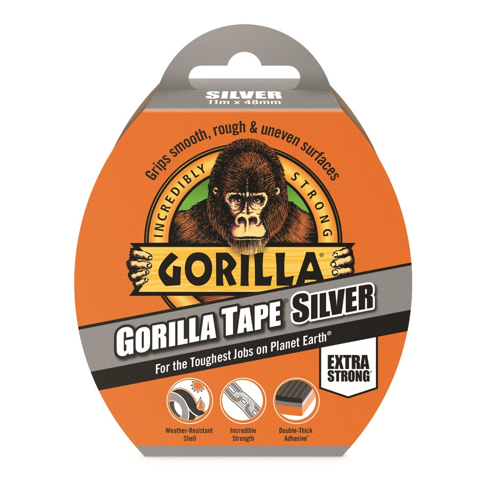 GORILLA TAPE SILVER 11 M X 48 MM Strieborná EXTRA SILNÁ LEPIACA PÁSKA